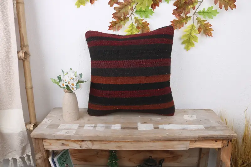 Wholesale Cushion Cover, Kilim Pillow, Nautical Throw Cushion Case, Antique Pillows, Pillow for Sofa, Pillow Case, 16x16 Red Pillow Cover - 1