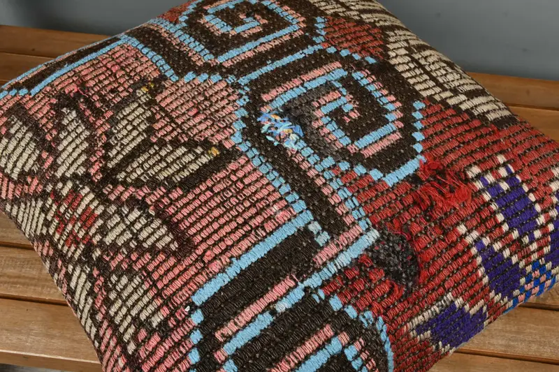 Throw Kilim Pillow, Pillow Cover, Kilim Pillow, 22x22 Red Cushion Case, Shabby Chic Cushion, Handmade Kilim Cushion - 4