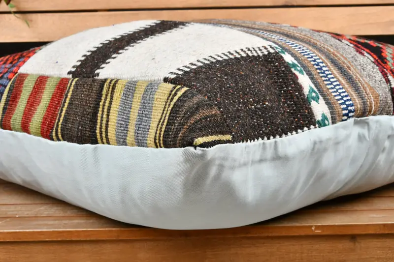 Cushion, Kilim Pillow, Handmade Kilim Cushion, Vintage Pillow, Tapestry Pillow Sham, Knitted Cushion, 28x28 Beige Pillow Cover - 3