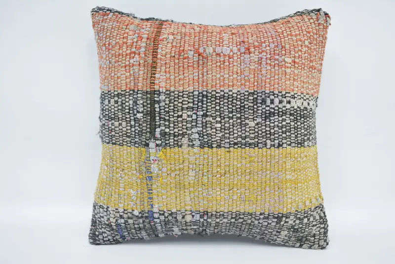 Decorative Throw Pillow Sham, Pillow for Couch, 12x12 Yellow Cushion, Vintage Kilim Pillow, Pillow Cover, Gift Pillow, Vintage Pillow Sham - 1