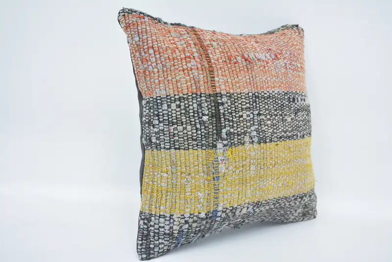Decorative Throw Pillow Sham, Pillow for Couch, 12x12 Yellow Cushion, Vintage Kilim Pillow, Pillow Cover, Gift Pillow, Vintage Pillow Sham - 3