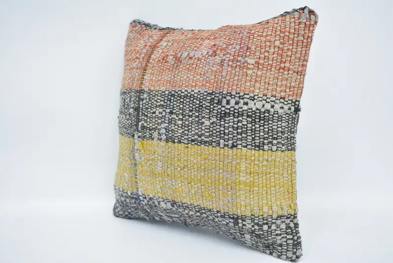 Decorative Throw Pillow Sham, Pillow for Couch, 12x12 Yellow Cushion, Vintage Kilim Pillow, Pillow Cover, Gift Pillow, Vintage Pillow Sham - 4