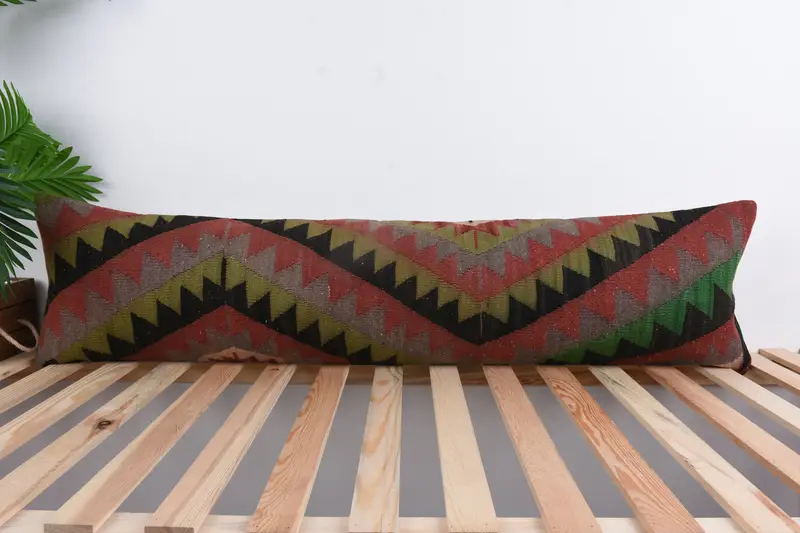 Sofa Cushion Case, Pillow Cover, Kilim Pillow, Luxury Cushion Case, Pillow for Couch, Gift Pillow, Car Pillow Case, 12x48 Red Pillow Sham - 1