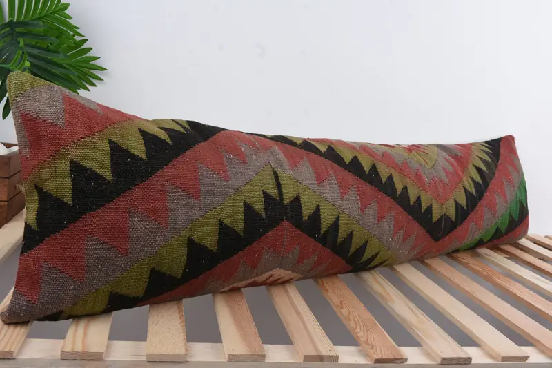Sofa Cushion Case, Pillow Cover, Kilim Pillow, Luxury Cushion Case, Pillow for Couch, Gift Pillow, Car Pillow Case, 12x48 Red Pillow Sham - 4