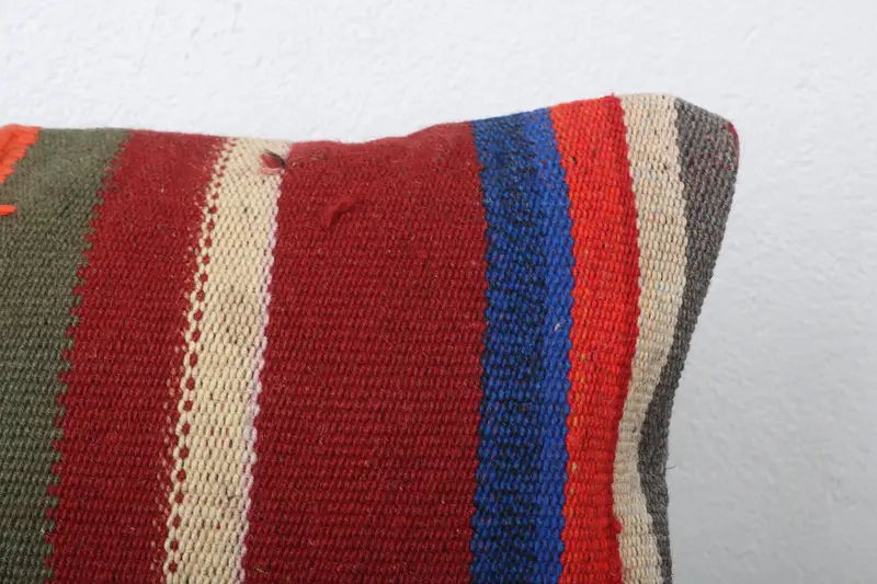 Turkish Corner Cushion Case, Bright Pillow Cover, 12x24 Red Cushion Case, Turkish Pillow, Gift Pillow, Pillow, Ethnical Kilim Rug Pillow - 5