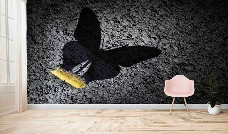 Zarif Kelebek Tırtıl Dönüşümü Baskılı Duvar Kağıdı