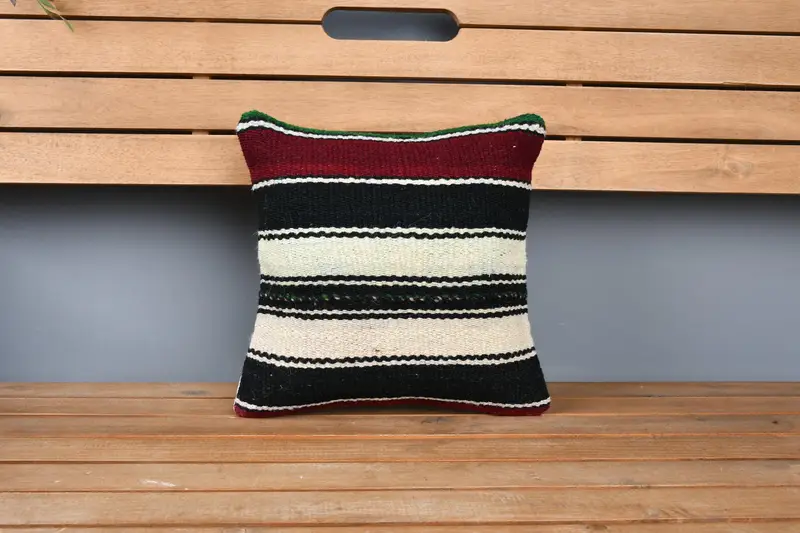 Interior Designer Pillow, Antique Pillows, Muted Pillow Sham, Designer Throw Cushion Case, Pillow Sham, 12x12 Brown Pillow, Kilim Pillow Cover - 6