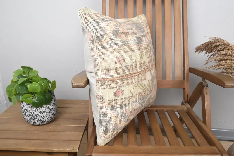 Home Decor Pillow, Sofa Cushion Case, Colorful Cushion Case, Cushion Cover, Vintage Pillow, Kilim Cushion Sham, 20x20 Beige Pillow Cover - 2