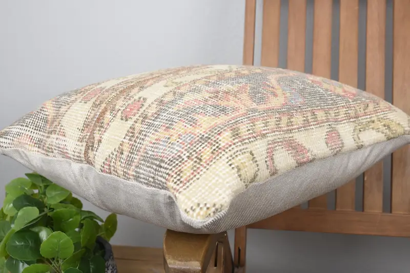 Home Decor Pillow, Sofa Cushion Case, Colorful Cushion Case, Cushion Cover, Vintage Pillow, Kilim Cushion Sham, 20x20 Beige Pillow Cover - 6