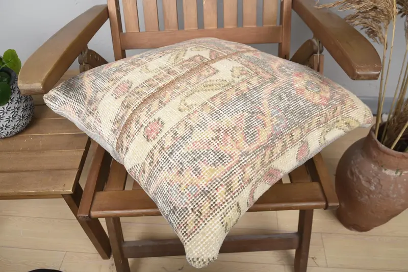 Home Decor Pillow, Sofa Cushion Case, Colorful Cushion Case, Cushion Cover, Vintage Pillow, Kilim Cushion Sham, 20x20 Beige Pillow Cover - 4