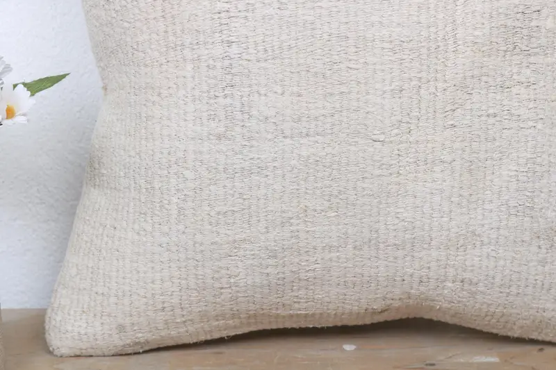 Turkish Kilim Pillow, Throw Kilim Pillow, Neutral Throw Cushion Cover, Home Decor Pillow, Cushion, 16x16 White Pillow Cover - 3