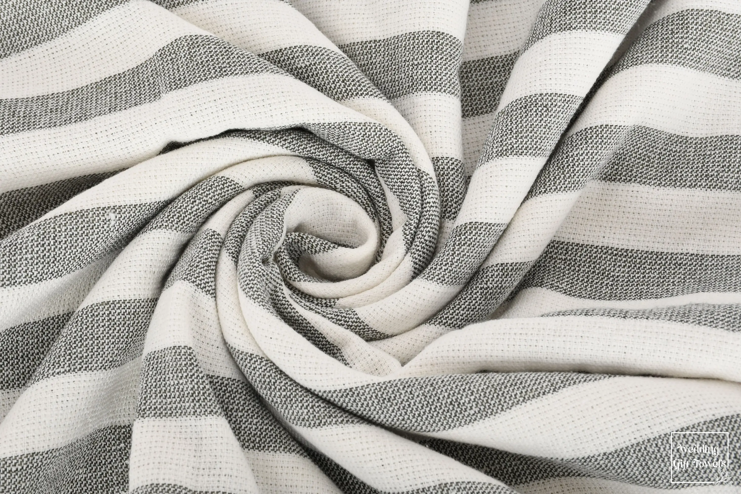 Striped Turkish Cotton Terry Towel Beige, 67x40 Inches - 1