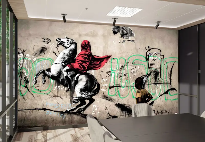 Baskılı Banksy Atı Graffiti Sokak Sanatı Duvar Kağıdı