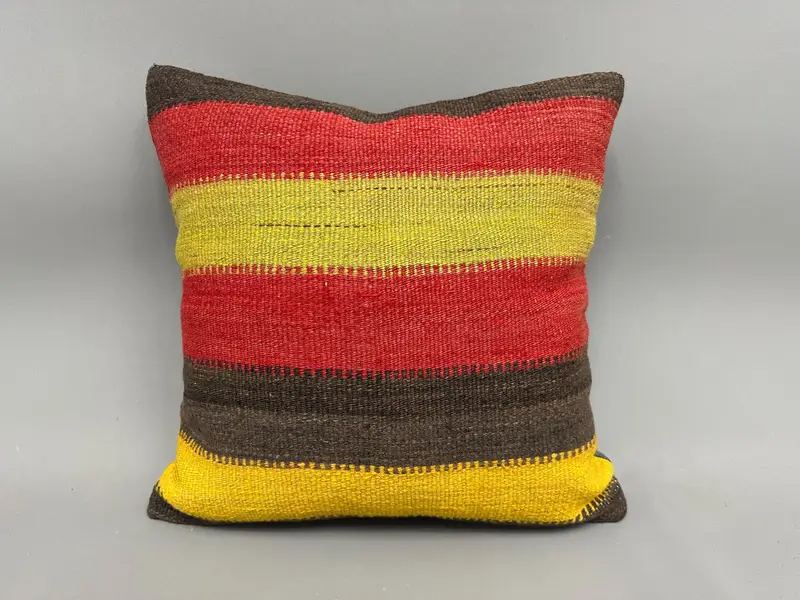 18x18 Red Cushion Cover, Ethnical Kilim Rug Pillow, Cotton Cushion, Kilim Pillow Cover, Cushion, Throw Kilim Pillow, Natural Cushion Cover - 4
