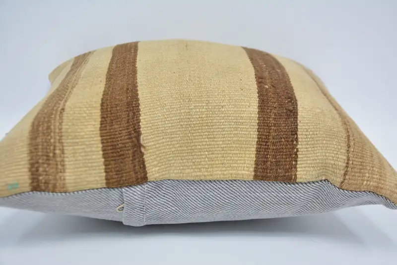Pillow Sham, Boho Pillow, Anatolian Pillow, 16x16 Beige Cushion, Ethnical Kilim Rug Pillow, Custom Pillow Cover, Pillow for Sofa - 5