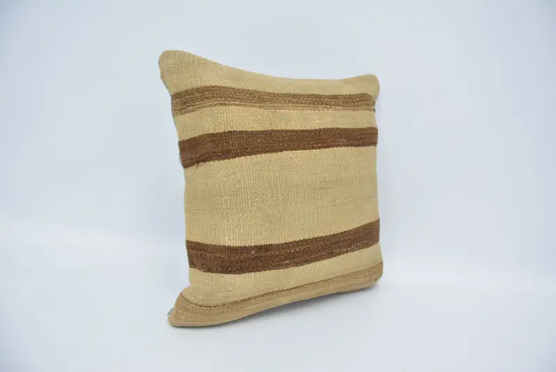 Pillow Sham, Boho Pillow, Anatolian Pillow, 16x16 Beige Cushion, Ethnical Kilim Rug Pillow, Custom Pillow Cover, Pillow for Sofa - 3