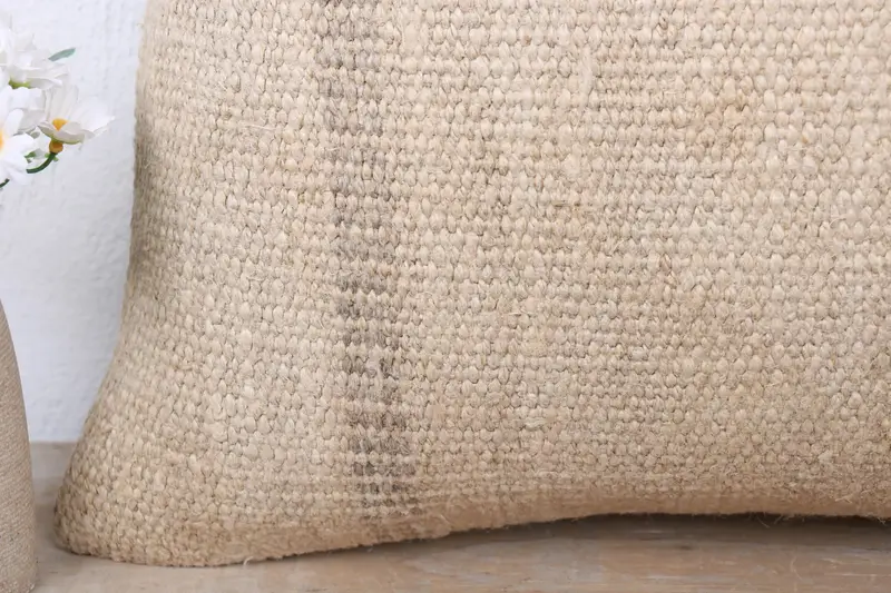 Pillow Cover, Kilim Pillow Cover, Southwestern Pillow Sham, Boho Pillow, Turkish Kilim Pillow, Farmhouse Cushion Case, 16x24 Beige Pillow Cover - 3