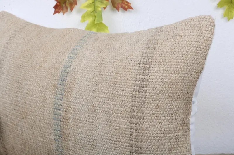 Pillow Cover, Kilim Pillow Cover, Southwestern Pillow Sham, Boho Pillow, Turkish Kilim Pillow, Farmhouse Cushion Case, 16x24 Beige Pillow Cover - 5