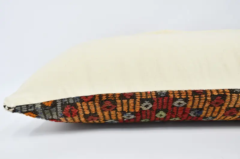 Neutral Throw Pillow, Aesthetic Pillow Cover, Boho Pillow, Vintage Kilim Pillow, Pillow Sham, 16x48 Orange Pillow Case, Ethnical Kilim Rug Pillow - 6