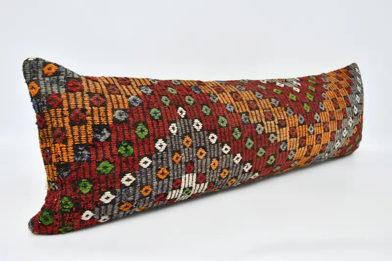 Neutral Throw Pillow, Aesthetic Pillow Cover, Boho Pillow, Vintage Kilim Pillow, Pillow Sham, 16x48 Orange Pillow Case, Ethnical Kilim Rug Pillow - 3