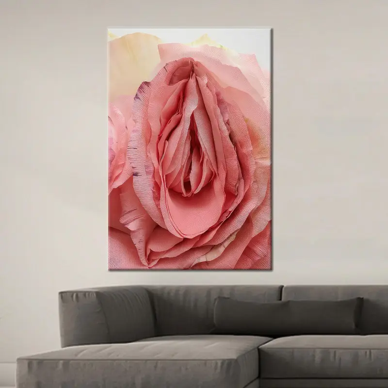 エレガントなエロティックなローズキャンバス: 抽象的なピンクの花柄アートプリント