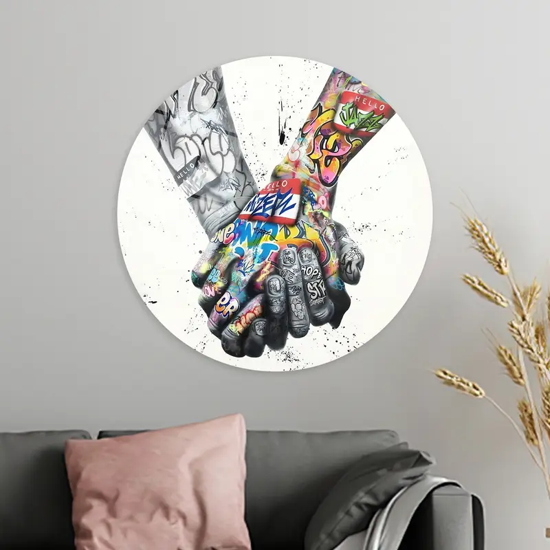 手をつなぐ恋人たち グラフィティ キャンバス プリント - ユニークなカップル ギフト