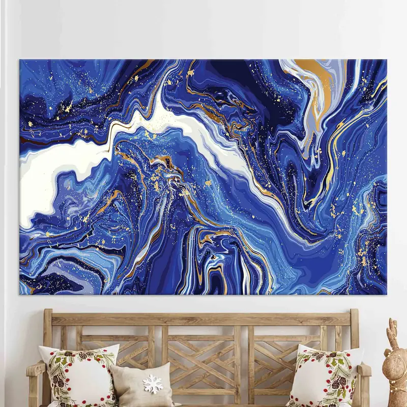Navy Blue Marble Canvas, Canvas Wall Art, Marble Wall Art, Home Decor, Abstract Wall Art Living Room Canvas, Wall Decor, Luxury Wall Art, - 5