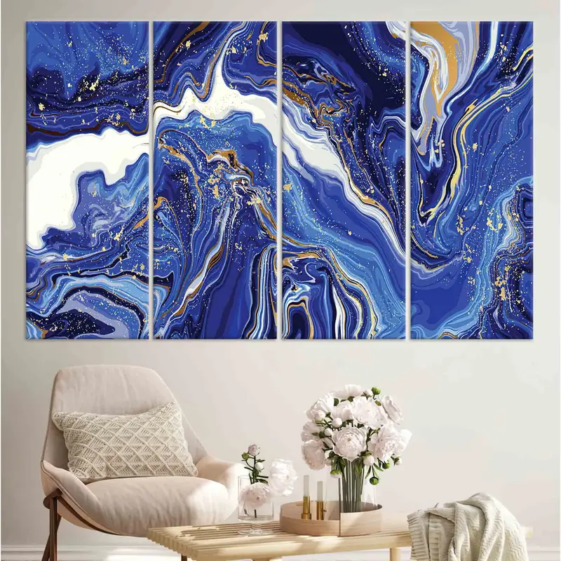 Navy Blue Marble Canvas, Canvas Wall Art, Marble Wall Art, Home Decor, Abstract Wall Art Living Room Canvas, Wall Decor, Luxury Wall Art, - 2