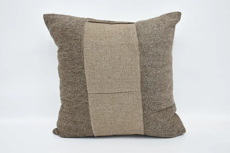 Southwestern Cushion, Ethnical Kilim Rug Pillow, 24x24 Brown Pillow Cover, Vintage Pillow Cover, Boho Pillow, Turkish Kilim Pillow, Cushion Cover - 1