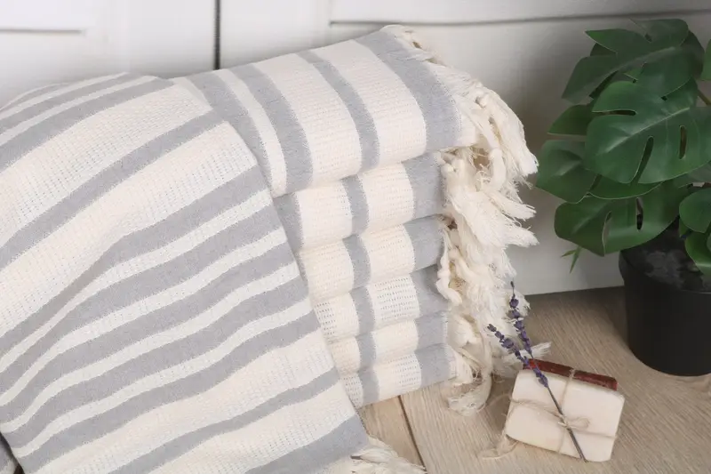 Turkish Cotton Towel Dark Gray Striped, Bachelorette Gift, 34x71 Inches