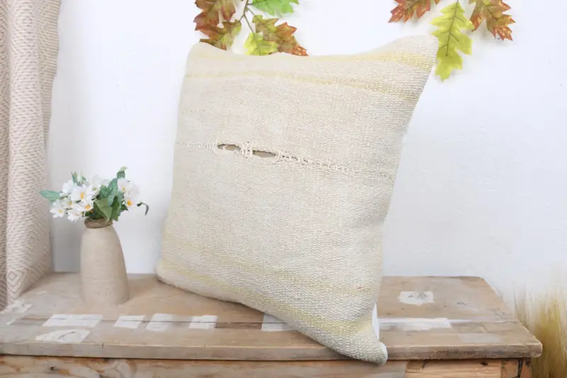 18x18 White Cushion Cover, Pillow Sham, Handmade Throw Pillow Case, Pillow for Couch, Home Decor Pillow, Boho Pillow Sham Cover - 4
