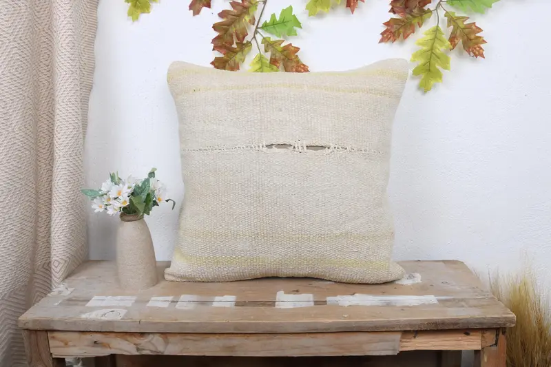 18x18 White Cushion Cover, Pillow Sham, Handmade Throw Pillow Case, Pillow for Couch, Home Decor Pillow, Boho Pillow Sham Cover - 1