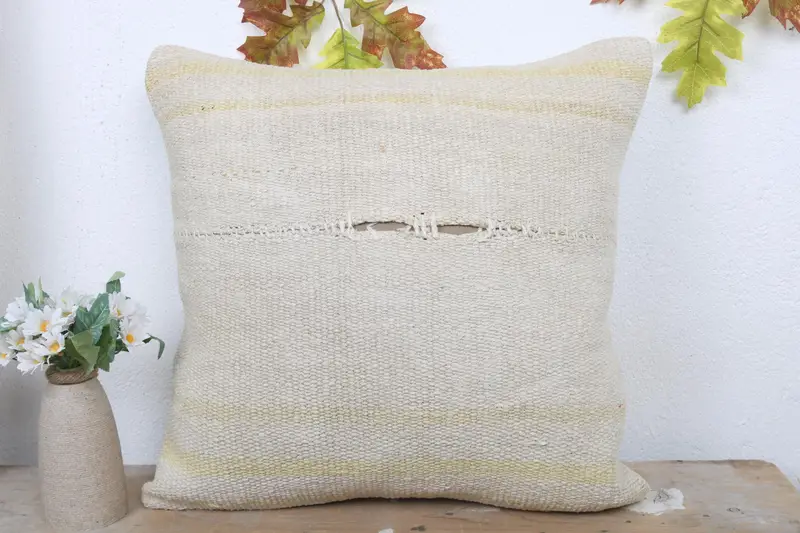 18x18 White Cushion Cover, Pillow Sham, Handmade Throw Pillow Case, Pillow for Couch, Home Decor Pillow, Boho Pillow Sham Cover - 2