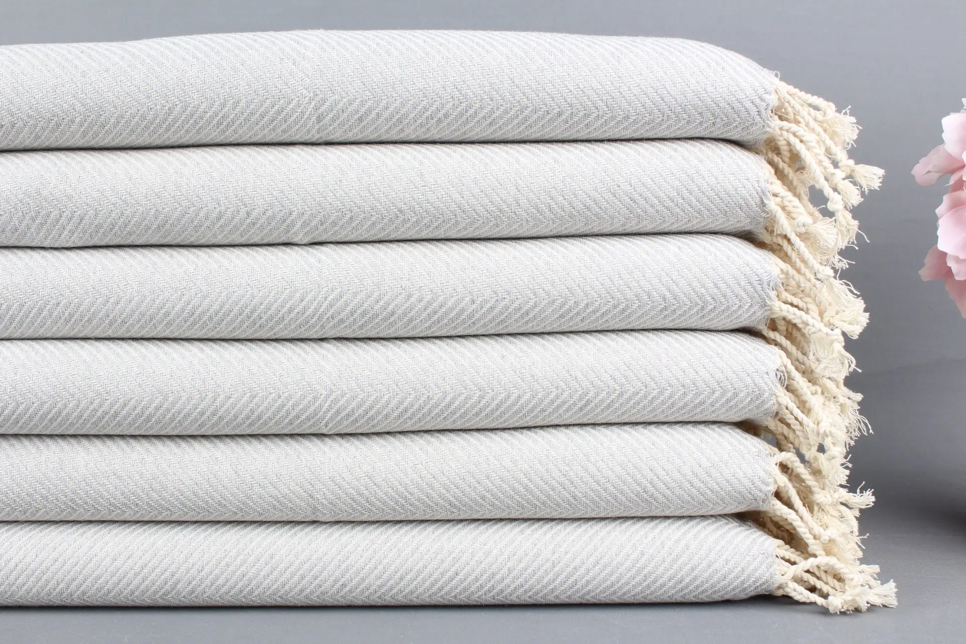 Light Gray Turkish Hand Towel Organic Cotton, 20x40 Inches - 1