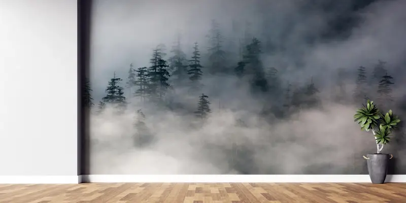 3D Origami, Landscape Digital Paper, Mountain Wall Poster, 3D Paper Art, Forest Mural, Foggy Forest Wall Paper, Wallpaper Border, - 2