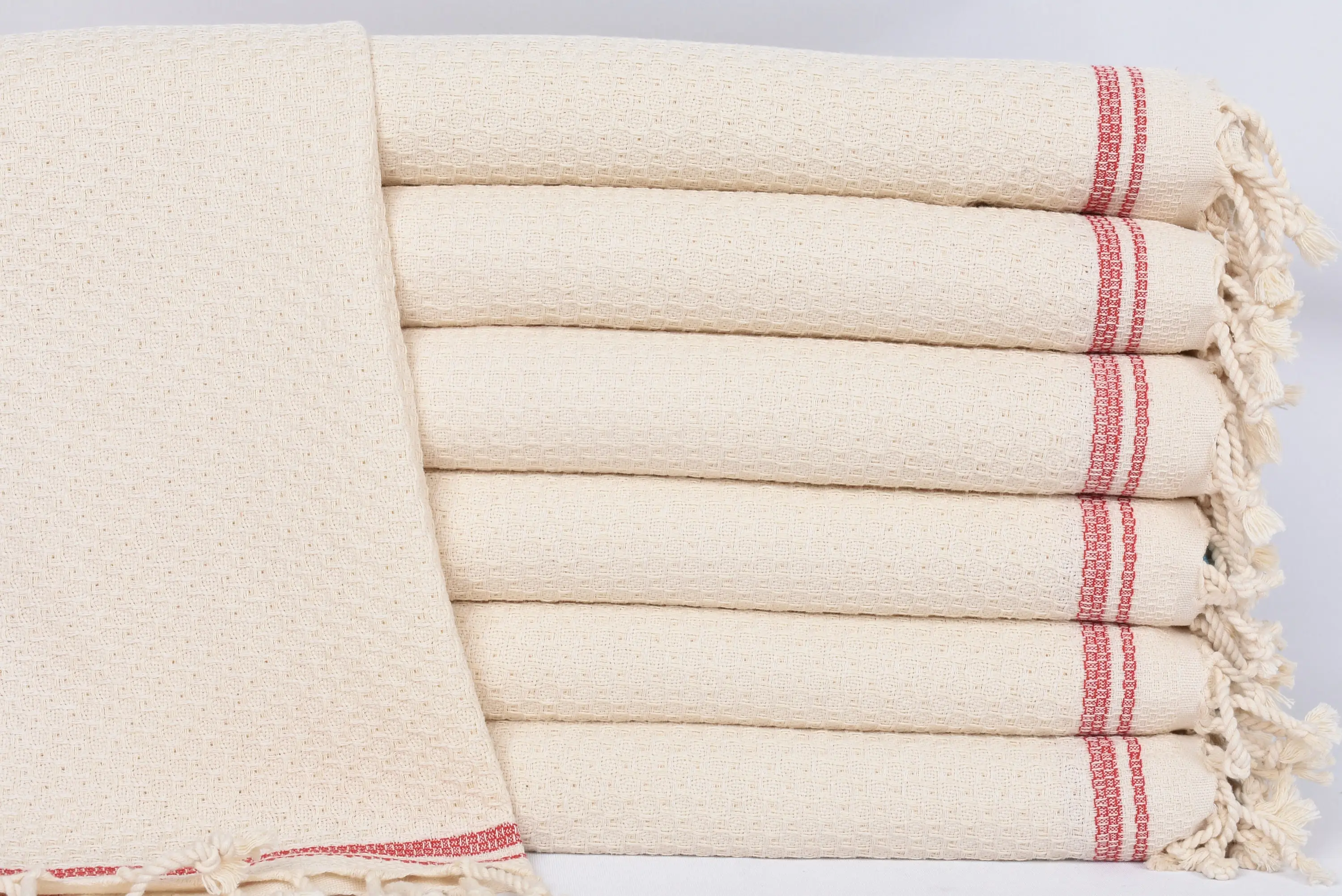 Spa Towel Red Striped Hand Towel, 38x18 Inches - 1