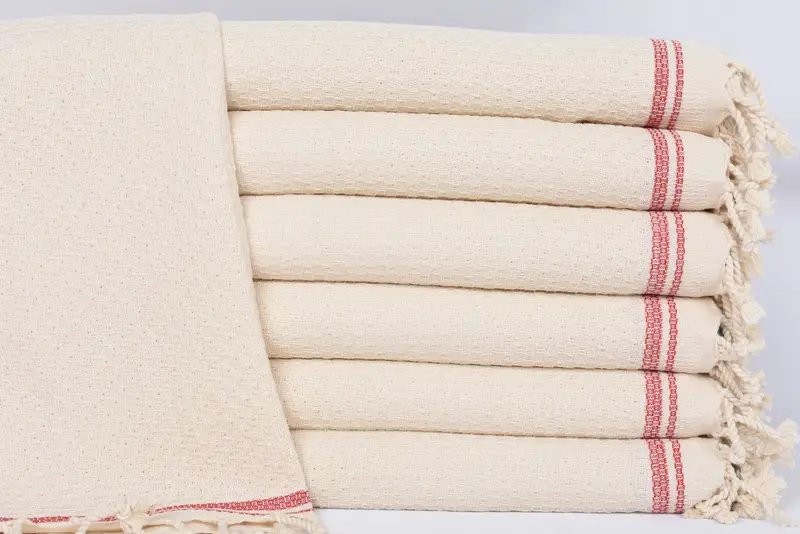 Spa Towel Red Striped Hand Towel, 38x18 Inches