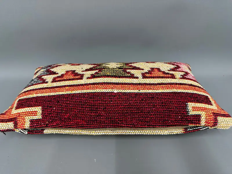 Ethnic Pillow Cover, Vintage Pillow, Knitted Pillow Sham, Kilim Pillow Cover, Pillow Case, Boho Pillow Sham Cover, 10x20 Yellow Cushion - 7