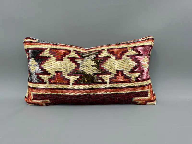 Ethnic Pillow Cover, Vintage Pillow, Knitted Pillow Sham, Kilim Pillow Cover, Pillow Case, Boho Pillow Sham Cover, 10x20 Yellow Cushion - 4