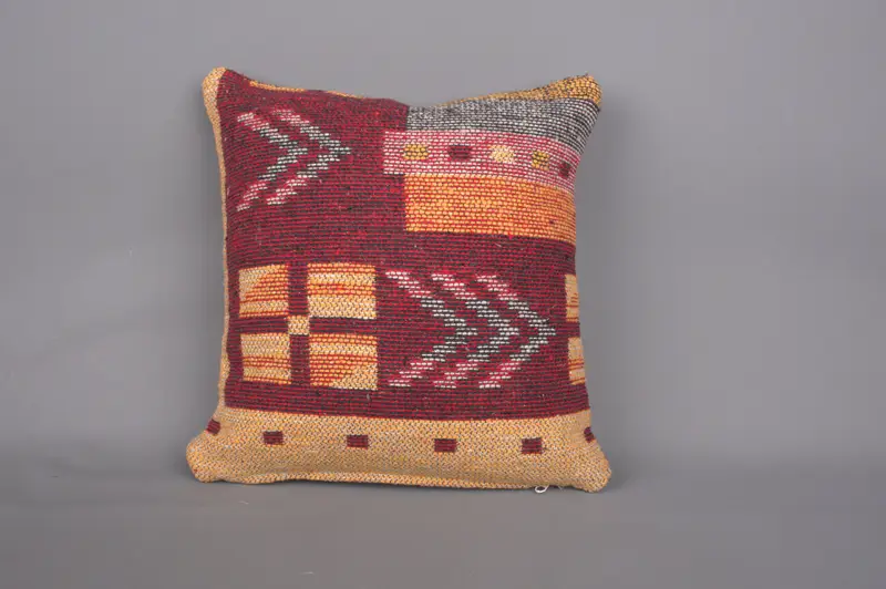 Neutral Pillow Cover, 14x14 Red Cushion, Customized Pillow Cover, Vintage Kilim Pillow, Cushion Cover, Vintage Pillow, Kilim Pillow Cover - 4