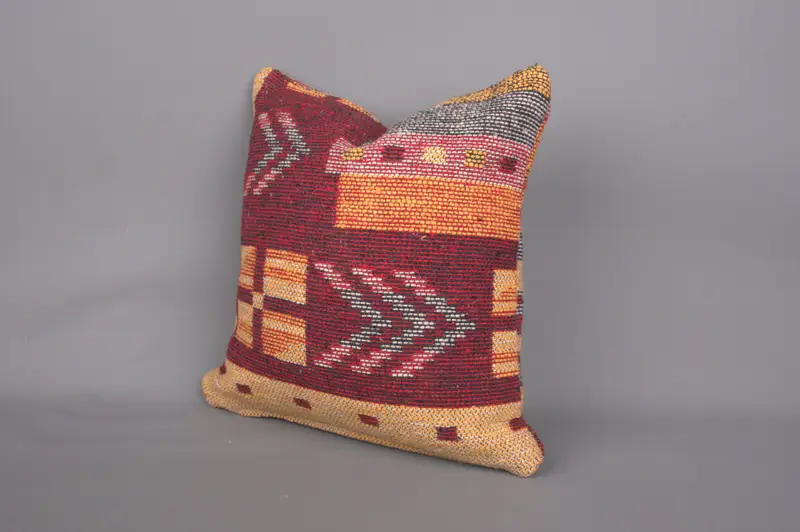 Neutral Pillow Cover, 14x14 Red Cushion, Customized Pillow Cover, Vintage Kilim Pillow, Cushion Cover, Vintage Pillow, Kilim Pillow Cover - 3