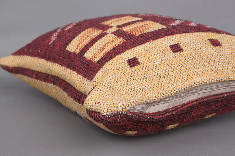 Neutral Pillow Cover, 14x14 Red Cushion, Customized Pillow Cover, Vintage Kilim Pillow, Cushion Cover, Vintage Pillow, Kilim Pillow Cover - 6