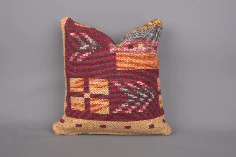 Neutral Pillow Cover, 14x14 Red Cushion, Customized Pillow Cover, Vintage Kilim Pillow, Cushion Cover, Vintage Pillow, Kilim Pillow Cover - 1
