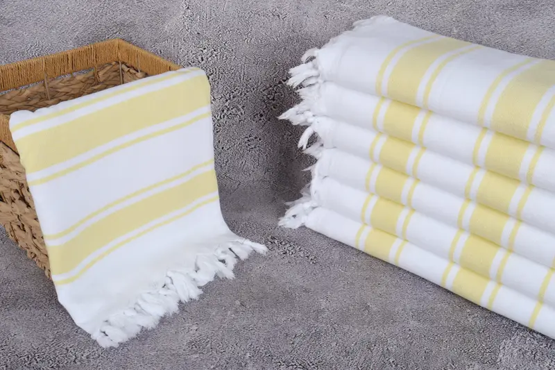 Personalized Turkish Towel, Organic towel, 68x36 Cotton Striped Terry Towel, Guest Towel, Sand-free towel, Beach Size Towel, Grandma Gift - 3