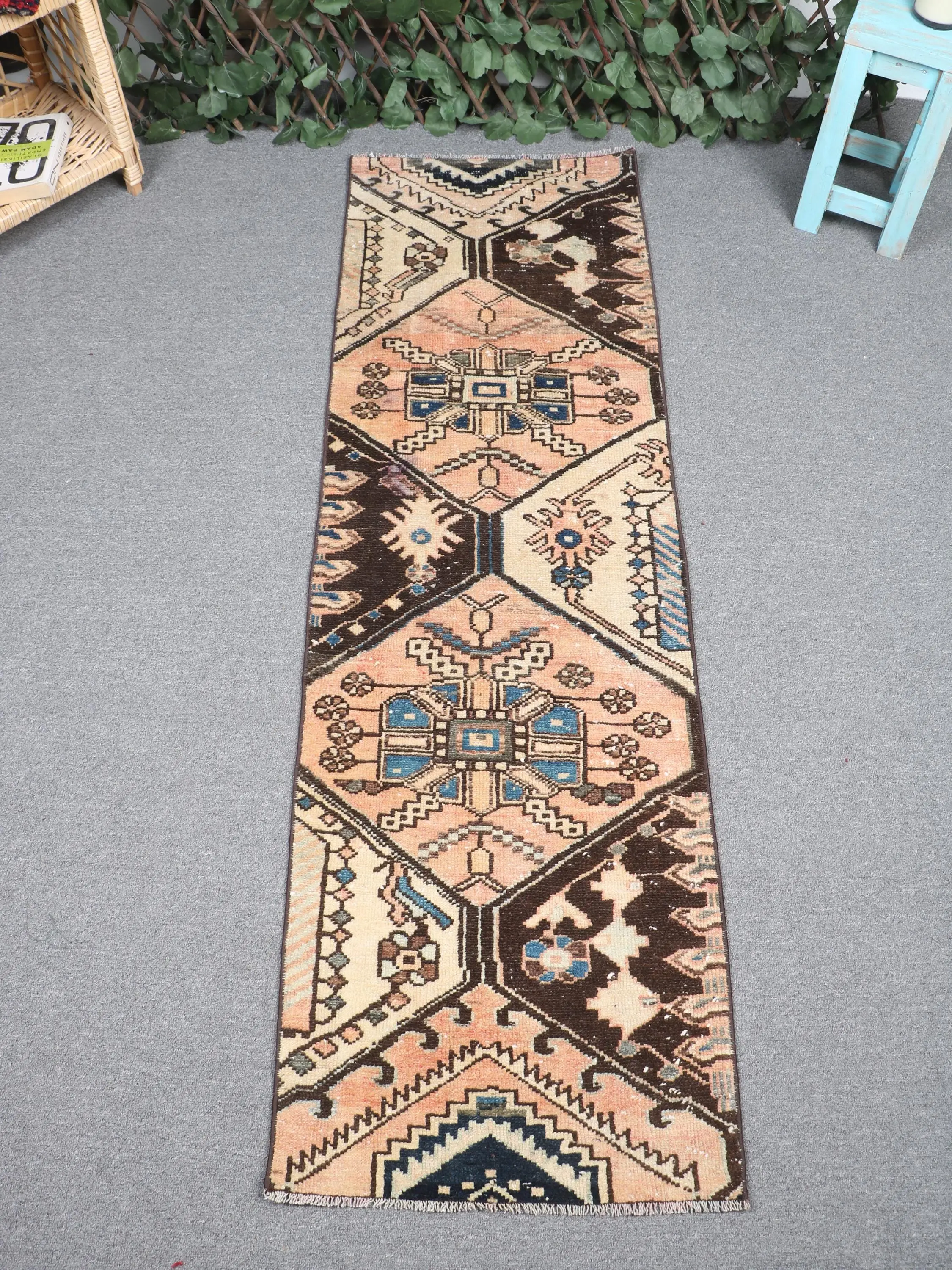 1,6x5,4 ft türkischer Vintage Teppich, Läuferteppich, brauner Teppich - 1