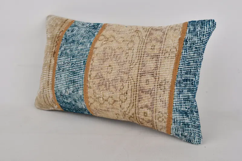 12x20 Blue Cushion Cover, Kilim Pillow, Handmade Kilim Cushion, Pillow for Sofa, Custom Pillow Case, Cushion Case, Lounge Throw Pillow Cover - 3