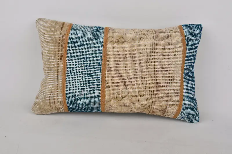 12x20 Blue Cushion Cover, Kilim Pillow, Handmade Kilim Cushion, Pillow for Sofa, Custom Pillow Case, Cushion Case, Lounge Throw Pillow Cover - 1