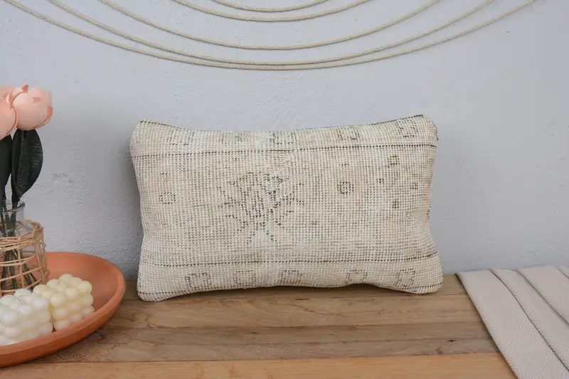 12x20 Beige Cushion Case, Pillow Sham, Antique Pillows, One Of A Kind Cushion Cover, Sofa Cushion, Home Decor Pillow, Ethnical Kilim Rug Pillow - 2