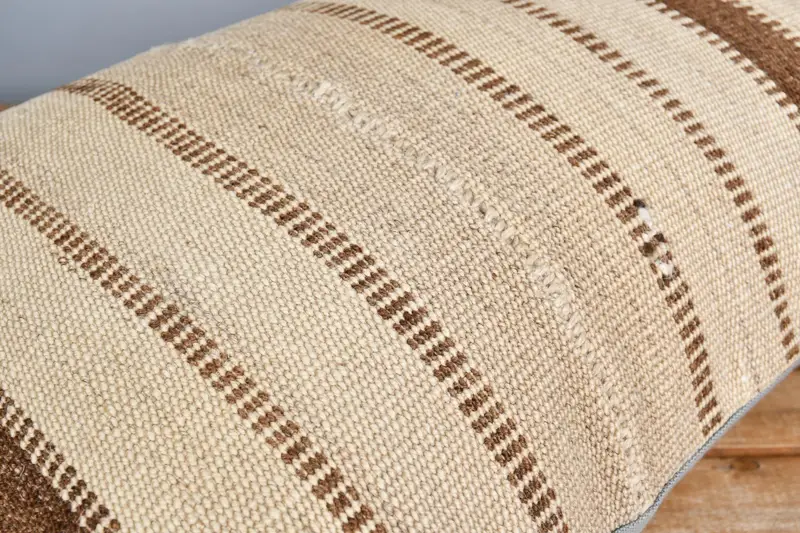 Ethnical Kilim Rug Pillow, Turkish Kilim Pillow, Kilim Pillow Cover, Decorative Cushion, Cushion Case, 16x24 Beige Pillow Sham - 3