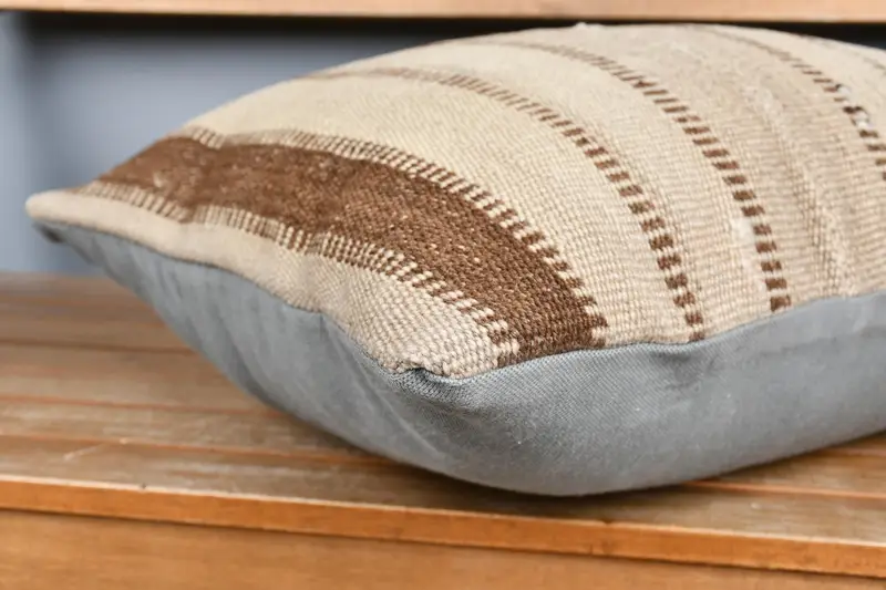 Ethnical Kilim Rug Pillow, Turkish Kilim Pillow, Kilim Pillow Cover, Decorative Cushion, Cushion Case, 16x24 Beige Pillow Sham - 4